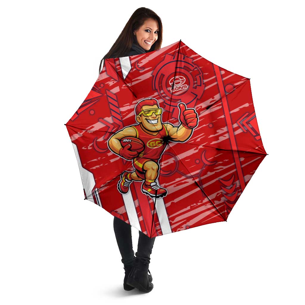 Gold Coast Suns Umbrella Mascot Cartoon Football Illustration Style