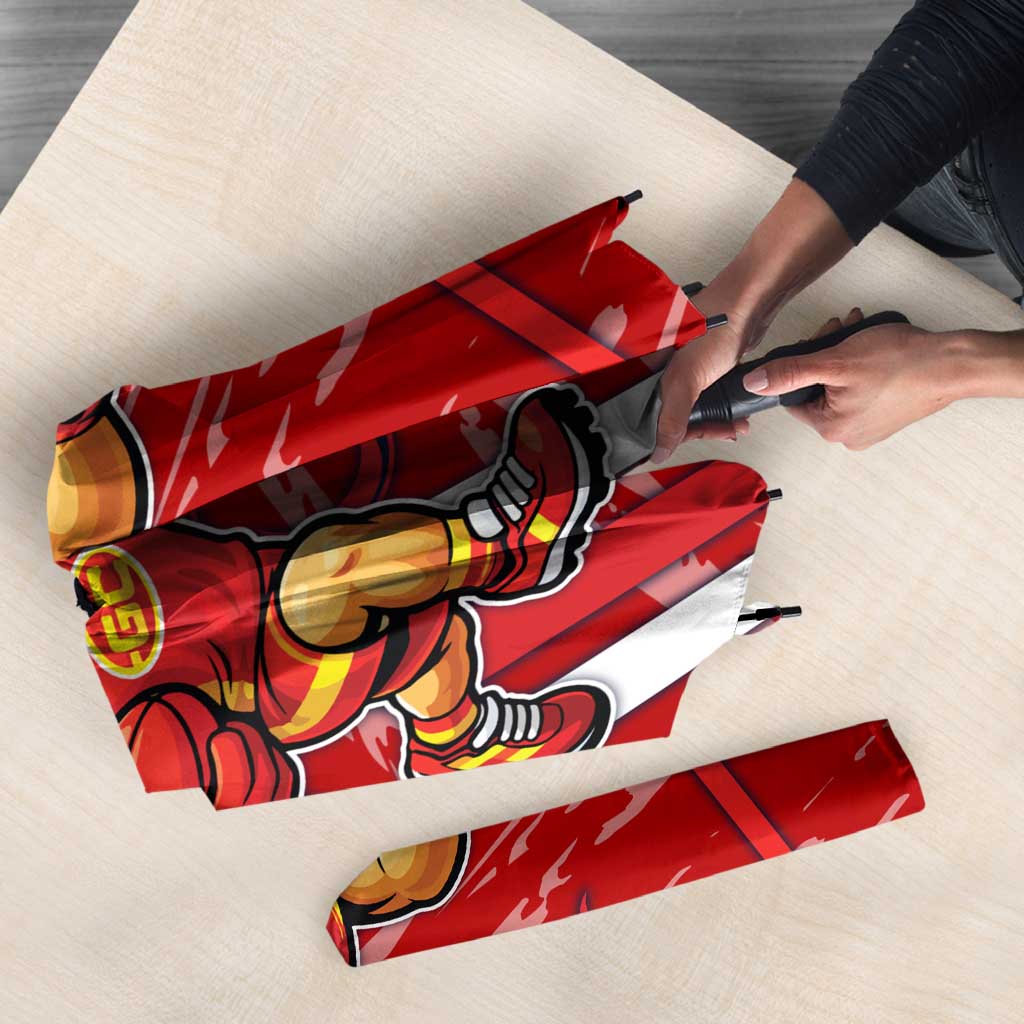 Gold Coast Suns Umbrella Mascot Cartoon Football Illustration Style