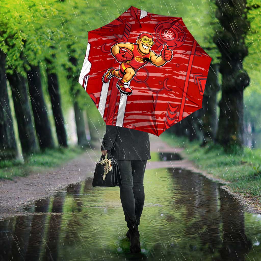 Gold Coast Suns Umbrella Mascot Cartoon Football Illustration Style