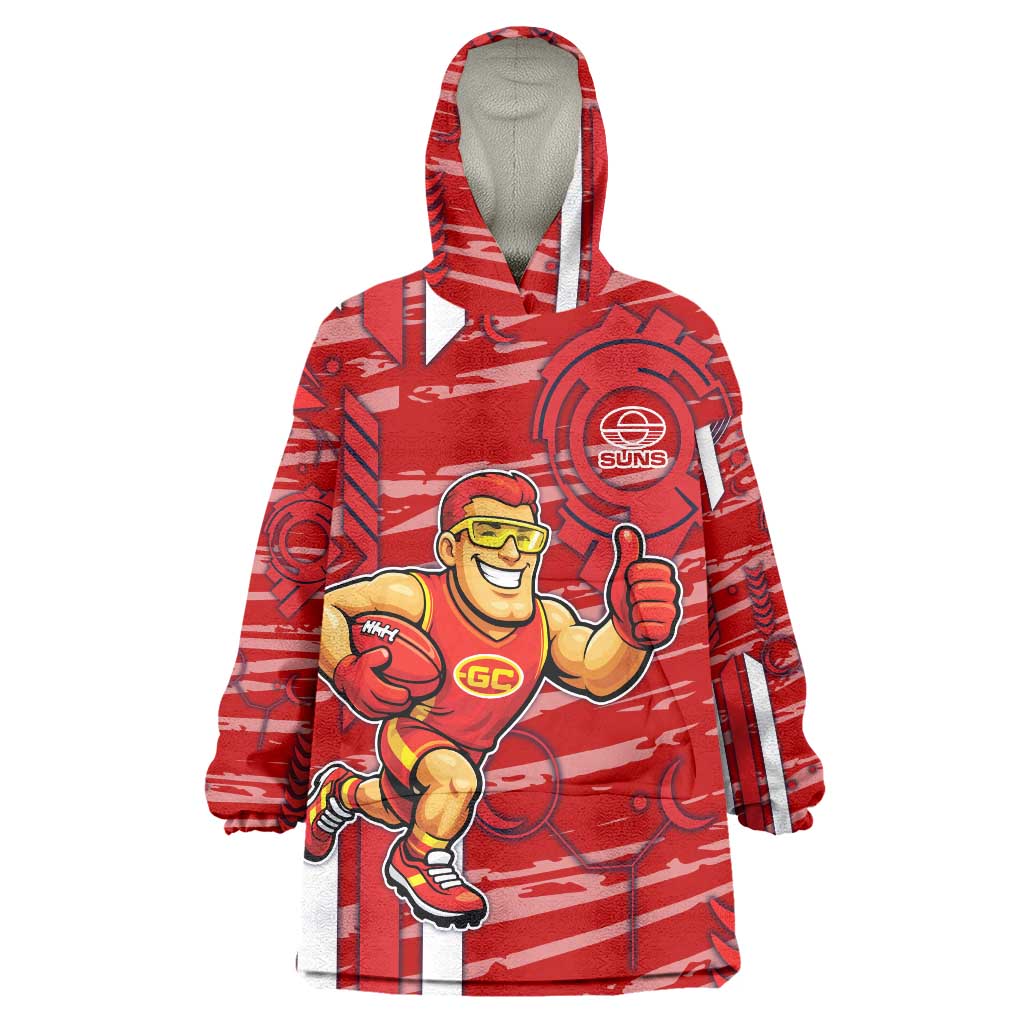 Gold Coast Suns Wearable Blanket Hoodie Mascot Cartoon Football Illustration Style