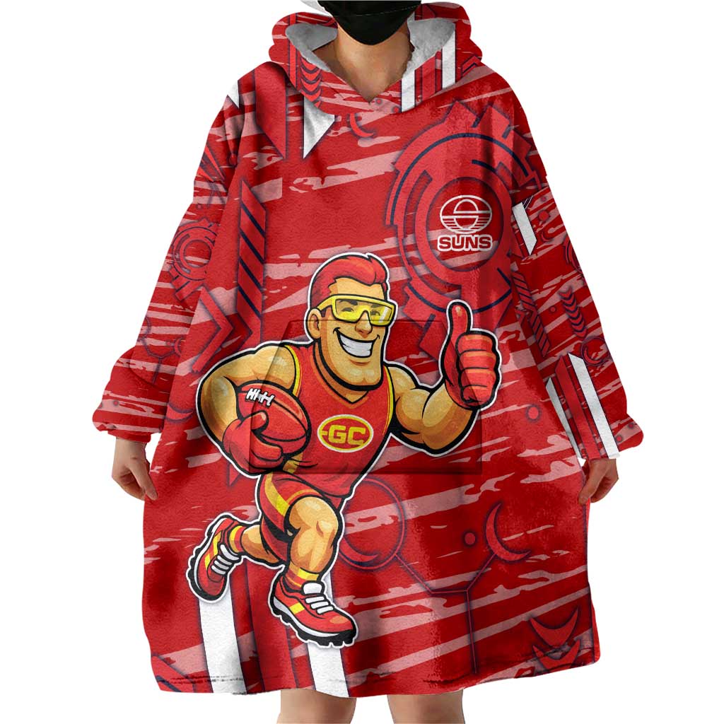 Gold Coast Suns Wearable Blanket Hoodie Mascot Cartoon Football Illustration Style