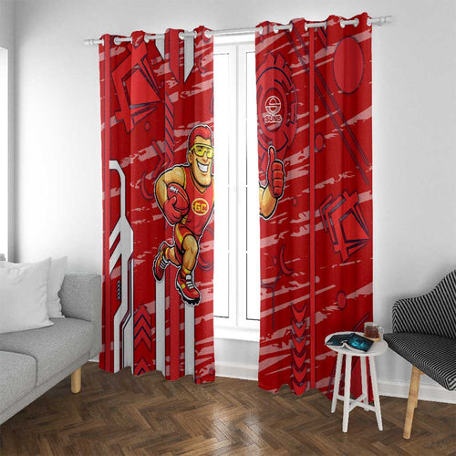 Gold Coast Suns Window Curtain Mascot Cartoon Football Illustration Style
