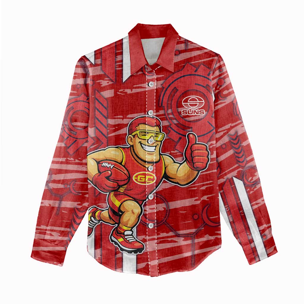 Gold Coast Suns Women Casual Shirt Mascot Cartoon Football Illustration Style