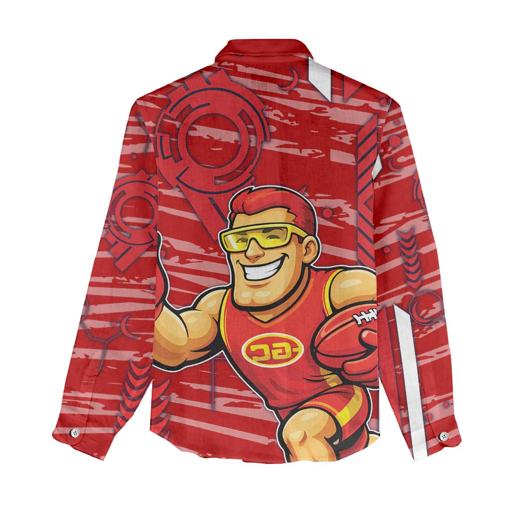 Gold Coast Suns Women Casual Shirt Mascot Cartoon Football Illustration Style