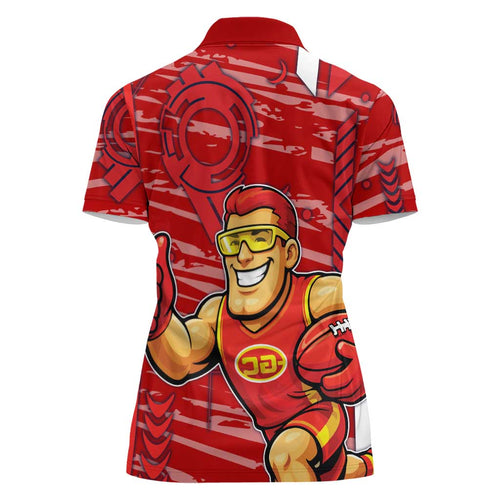 Gold Coast Suns Women Polo Shirt Mascot Cartoon Football Illustration Style