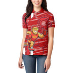 Gold Coast Suns Women Polo Shirt Mascot Cartoon Football Illustration Style