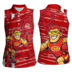 Gold Coast Suns Women Sleeveless Polo Shirt Mascot Cartoon Football Illustration Style