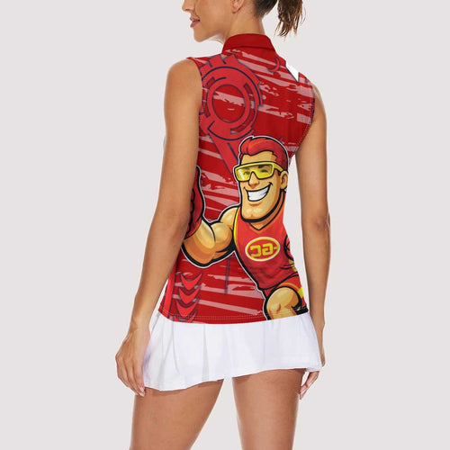 Gold Coast Suns Women Sleeveless Polo Shirt Mascot Cartoon Football Illustration Style