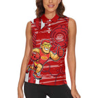 Gold Coast Suns Women Sleeveless Polo Shirt Mascot Cartoon Football Illustration Style