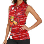 Gold Coast Suns Women Sleeveless Polo Shirt Mascot Cartoon Football Illustration Style