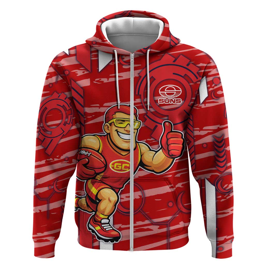Gold Coast Suns Zip Hoodie Mascot Cartoon Football Illustration Style