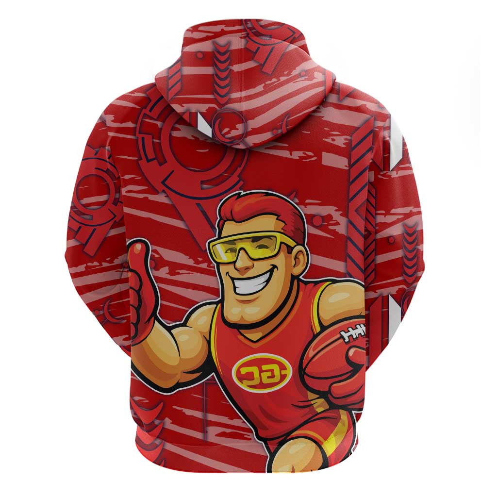 Gold Coast Suns Zip Hoodie Mascot Cartoon Football Illustration Style