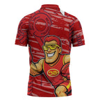 Gold Coast Suns Zipper Polo Shirt Mascot Cartoon Football Illustration Style