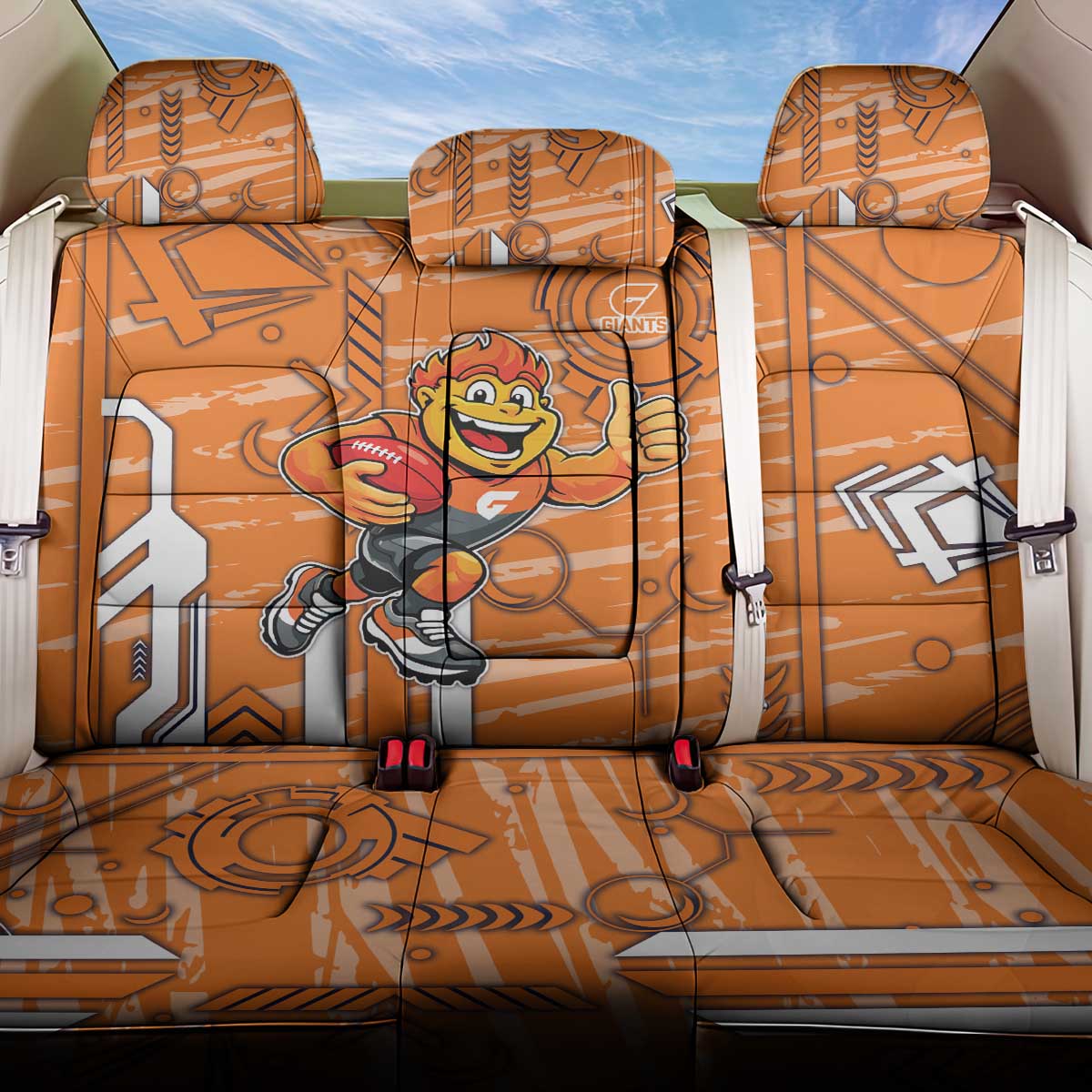 Greater Western Sydney Giants Back Car Seat Cover Mascot Cartoon Football Illustration Style