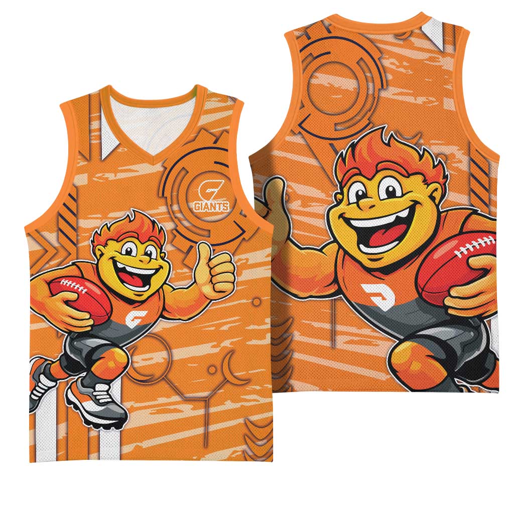 Greater Western Sydney Giants Basketball Jersey Mascot Cartoon Football Illustration Style