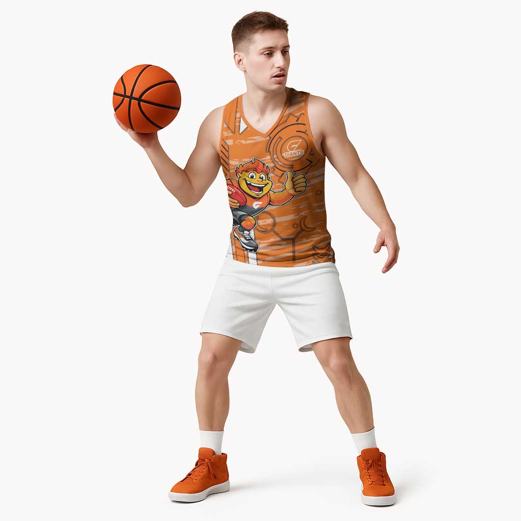 Greater Western Sydney Giants Basketball Jersey Mascot Cartoon Football Illustration Style