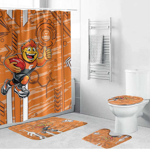 Greater Western Sydney Giants Bathroom Set Mascot Cartoon Football Illustration Style