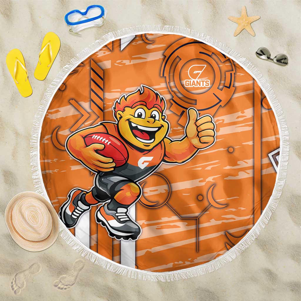 Greater Western Sydney Giants Beach Blanket Mascot Cartoon Football Illustration Style