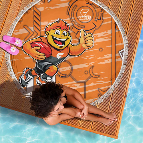Greater Western Sydney Giants Beach Blanket Mascot Cartoon Football Illustration Style