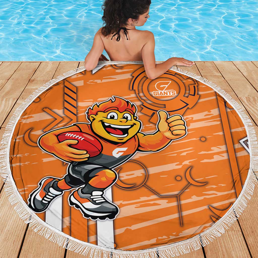 Greater Western Sydney Giants Beach Blanket Mascot Cartoon Football Illustration Style