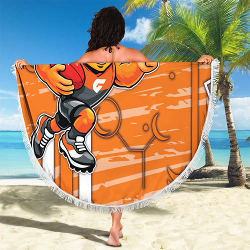 Greater Western Sydney Giants Beach Blanket Mascot Cartoon Football Illustration Style
