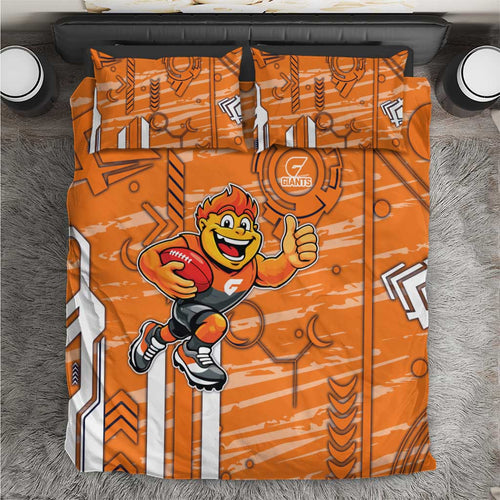 Greater Western Sydney Giants Bedding Set Mascot Cartoon Football Illustration Style