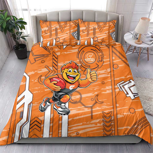 Greater Western Sydney Giants Bedding Set Mascot Cartoon Football Illustration Style