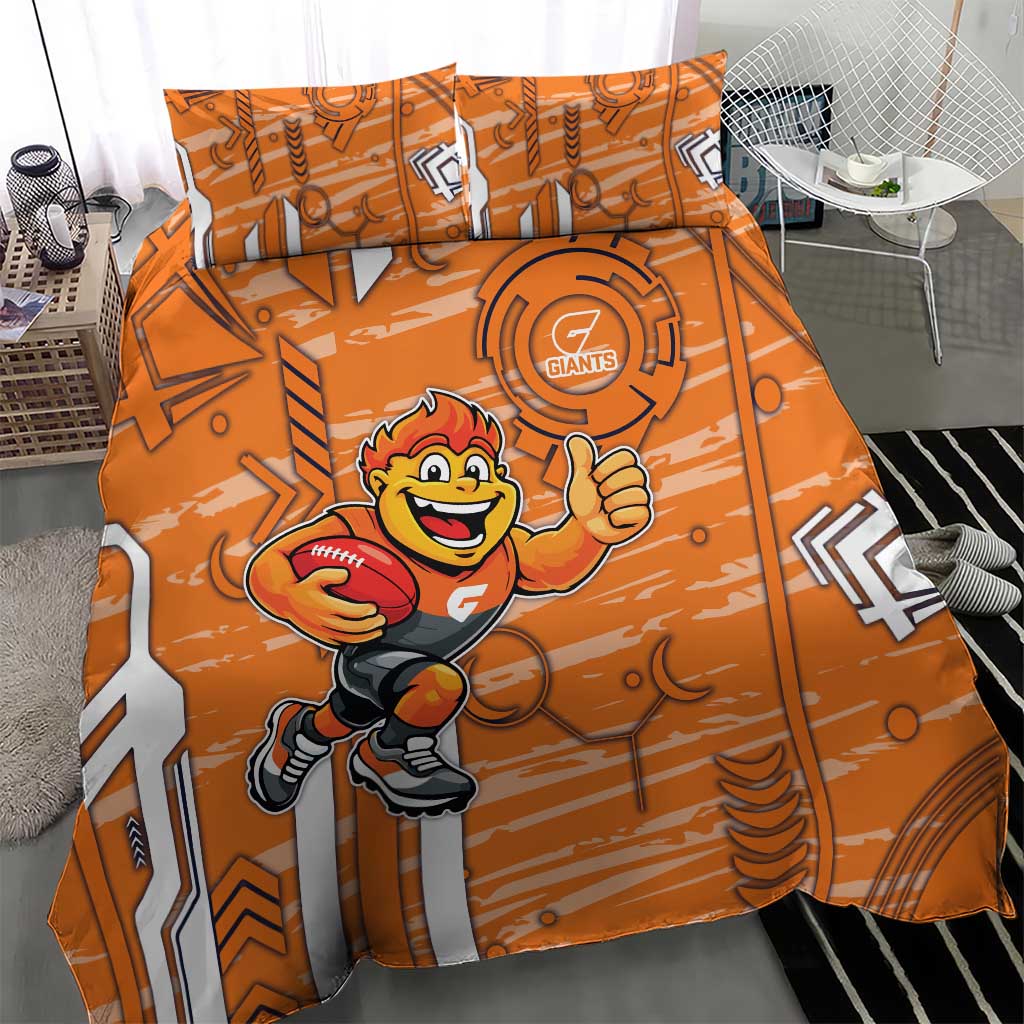 Greater Western Sydney Giants Bedding Set Mascot Cartoon Football Illustration Style