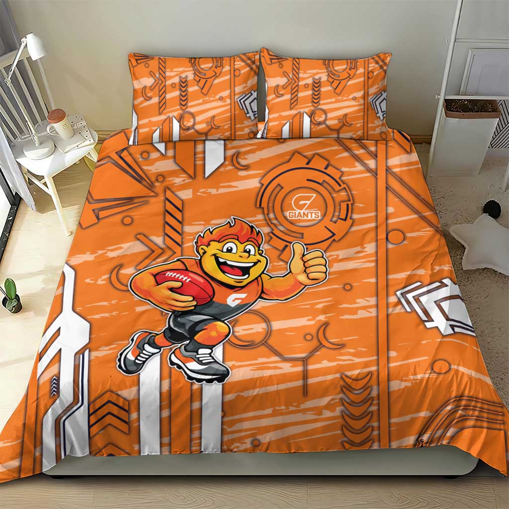 Greater Western Sydney Giants Bedding Set Mascot Cartoon Football Illustration Style