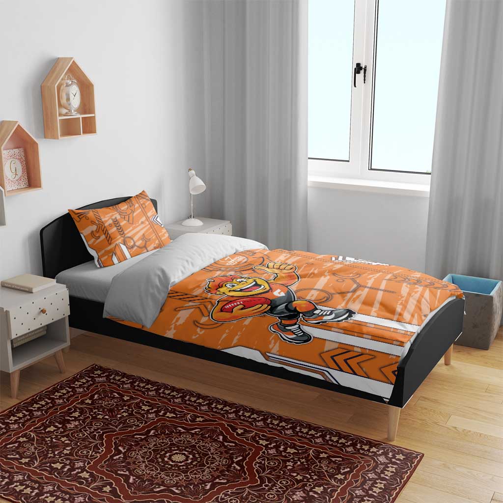 Greater Western Sydney Giants Bedding Set Mascot Cartoon Football Illustration Style