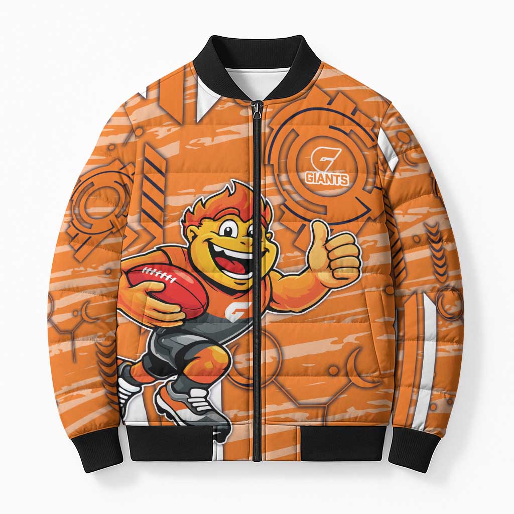 Greater Western Sydney Giants Bomber Puffer Jacket Mascot Cartoon Football Illustration Style