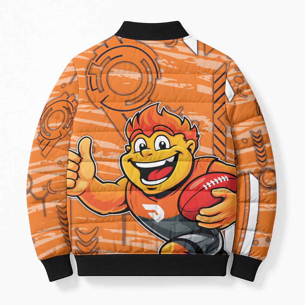 Greater Western Sydney Giants Bomber Puffer Jacket Mascot Cartoon Football Illustration Style