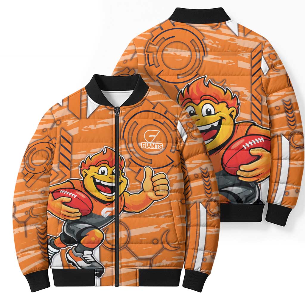 Greater Western Sydney Giants Bomber Puffer Jacket Mascot Cartoon Football Illustration Style