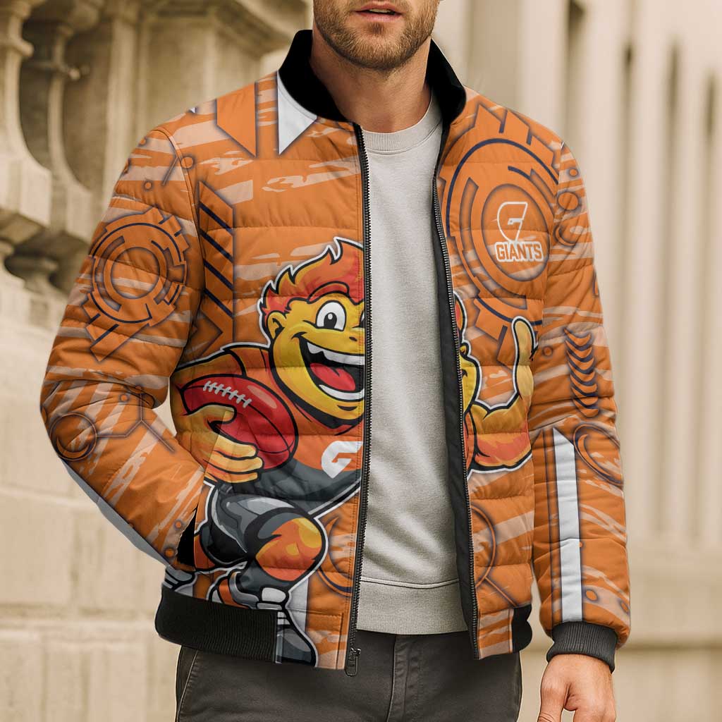 Greater Western Sydney Giants Bomber Puffer Jacket Mascot Cartoon Football Illustration Style