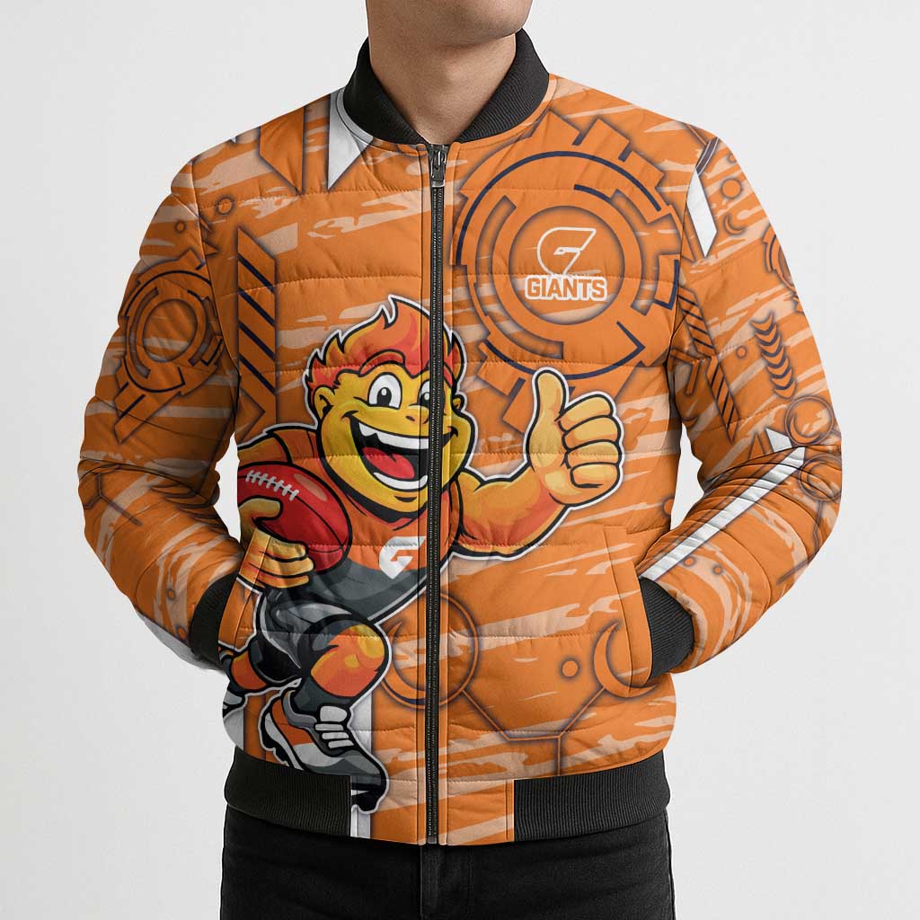 Greater Western Sydney Giants Bomber Puffer Jacket Mascot Cartoon Football Illustration Style