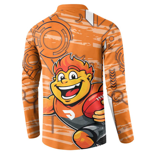Greater Western Sydney Giants Button Sweatshirt Mascot Cartoon Football Illustration Style