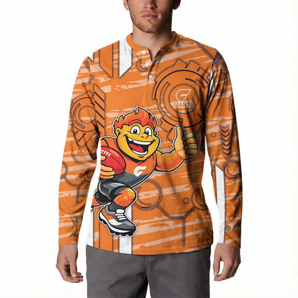 Greater Western Sydney Giants Button Sweatshirt Mascot Cartoon Football Illustration Style