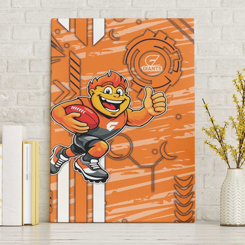 Greater Western Sydney Giants Canvas Wall Art Mascot Cartoon Football Illustration Style
