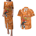 Greater Western Sydney Giants Couples Matching Puletasi and Hawaiian Shirt Mascot Cartoon Football Illustration Style