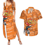 Greater Western Sydney Giants Couples Matching Summer Maxi Dress and Hawaiian Shirt Mascot Cartoon Football Illustration Style