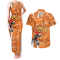 Greater Western Sydney Giants Couples Matching Tank Maxi Dress and Hawaiian Shirt Mascot Cartoon Football Illustration Style