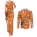Greater Western Sydney Giants Couples Matching Tank Maxi Dress and Long Sleeve Button Shirt Mascot Cartoon Football Illustration Style