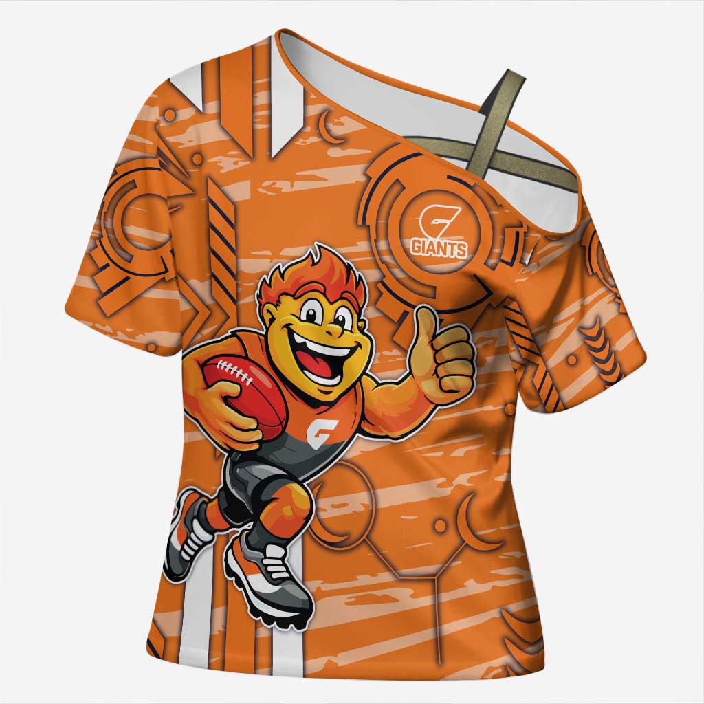 Greater Western Sydney Giants Cross Shoulder Shirt Mascot Cartoon Football Illustration Style