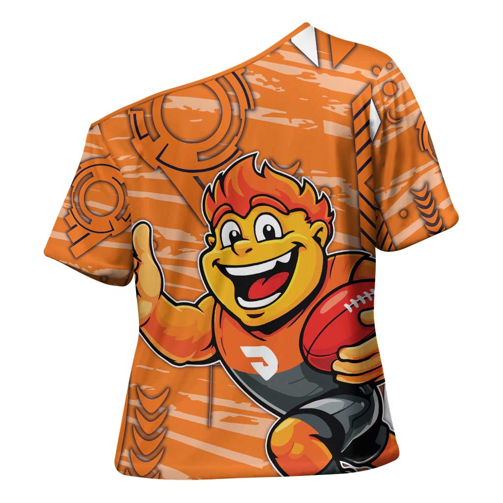 Greater Western Sydney Giants Cross Shoulder Shirt Mascot Cartoon Football Illustration Style