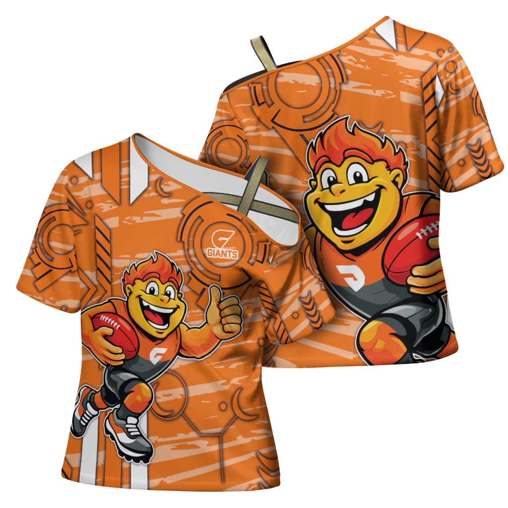 Greater Western Sydney Giants Cross Shoulder Shirt Mascot Cartoon Football Illustration Style