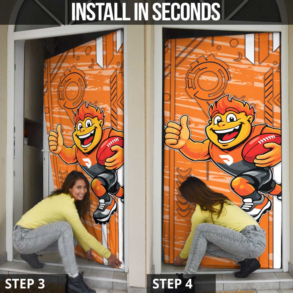Greater Western Sydney Giants Door Cover Mascot Cartoon Football Illustration Style