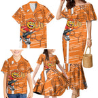 Greater Western Sydney Giants Family Matching Mermaid Dress and Hawaiian Shirt Mascot Cartoon Football Illustration Style