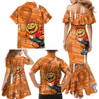 Greater Western Sydney Giants Family Matching Mermaid Dress and Hawaiian Shirt Mascot Cartoon Football Illustration Style