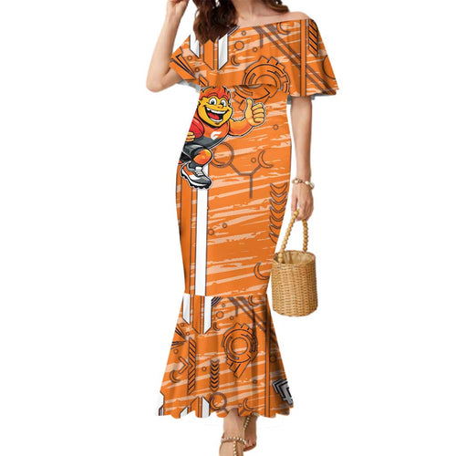 Greater Western Sydney Giants Family Matching Mermaid Dress and Hawaiian Shirt Mascot Cartoon Football Illustration Style