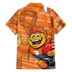 Greater Western Sydney Giants Family Matching Off The Shoulder Long Sleeve Dress and Hawaiian Shirt Mascot Cartoon Football Illustration Style